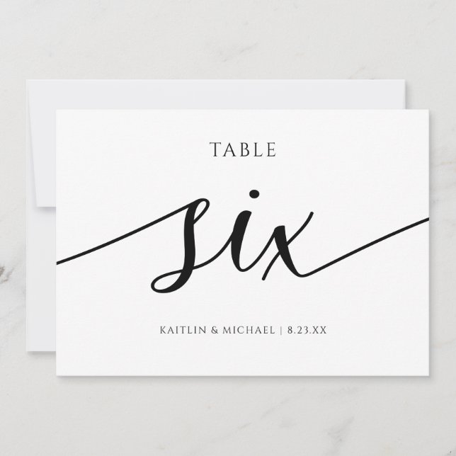 Invitación Caligrafía de números de tabla Boda modernos - 6 (Anverso)