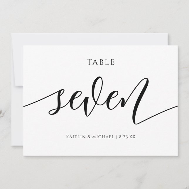 Invitación Caligrafía de números de tabla Boda modernos - 7 (Anverso)