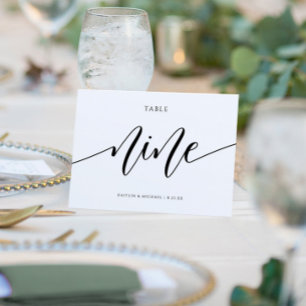 Invitación Caligrafía de números de tabla Boda modernos - 9