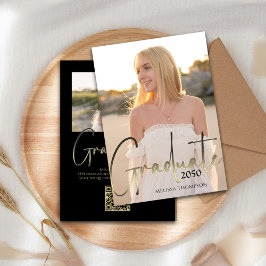 Invitación Caligrafía de oro de fotografía simple y de estilo