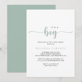 Invitación Caligrafía de oro es un chico Baby Shower