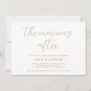 Invitación Caligrafía de oro la mañana después del Boda Brunc