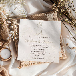 Invitación Caligrafía de oro moderna Champagne Boda de marfil