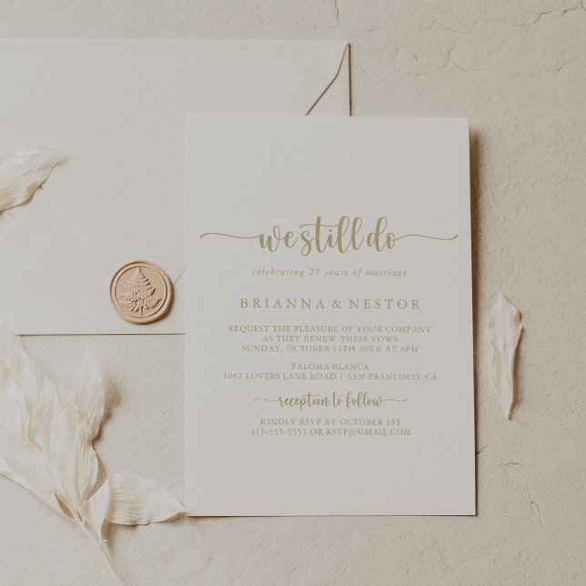 Invitación Caligrafía de oro que aún prometemos renovación (Subido por el creador)