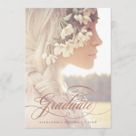 Invitación Caligrafía de oro Rosa| Dos fiestas de graduación 