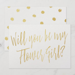 Invitación Caligrafía de oro "Serás mi chica de flores"