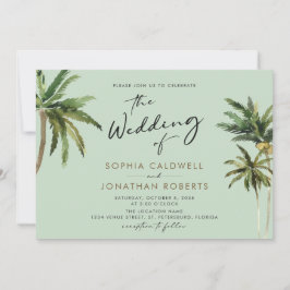 Invitación Caligrafía De Palmas Tropicales Boda De Destino In