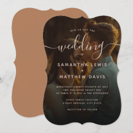 Invitación caligrafía de terracota guión Boda bohemio