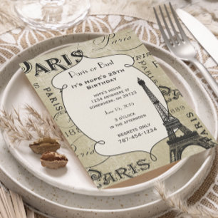 Invitación Caligrafía de tipografía París Francia Torre Eiffe