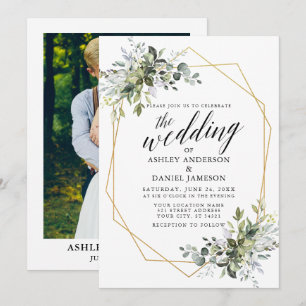 Invitación Caligrafía de vegetación Boda de fotografía geomét