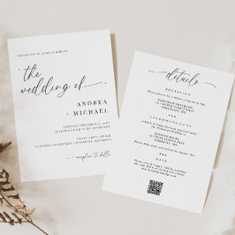 Invitación Caligrafía Delicada Todo en Uno Boda Moderna