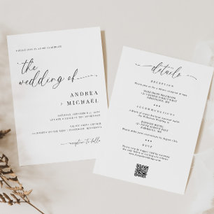 Invitación Caligrafía Delicada Todo en Uno Boda Moderna