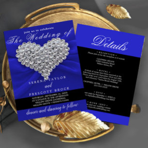 Invitación Caligrafía Diamond Blue Elegant Hermoso Boda