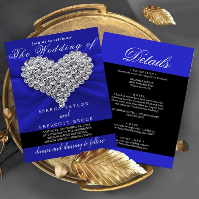Invitación Caligrafía Diamond Blue Elegant Hermoso Boda (Subido por el creador)