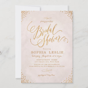 Invitación Caligrafía dorada de rosa de brillo Luchador Brida
