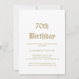 Invitación Caligrafía Dorada Sofisticada Cumpleaños 70 