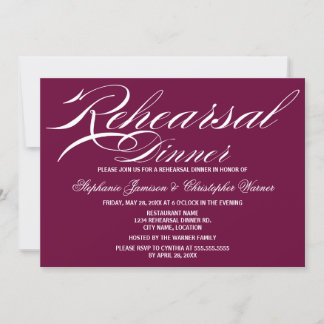 Invitación Caligrafía Elegancia Cena ensayada con ciruelas