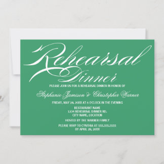 Invitación Caligrafía Elegancia Ensayo Verde Cena