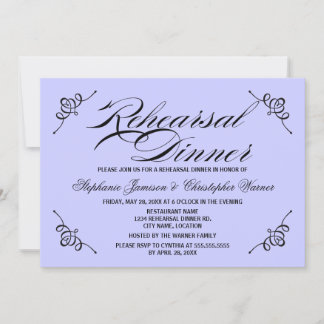 Invitación Caligrafía Elegancia Lilac Ensayo Cena