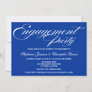 Invitación Caligrafía Elegancia Partido de compromiso azul re