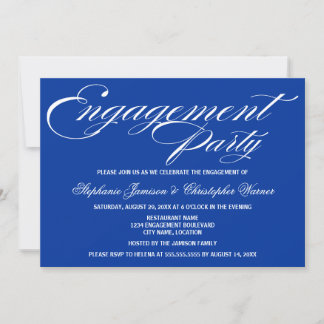 Invitación Caligrafía Elegancia Partido de compromiso azul re
