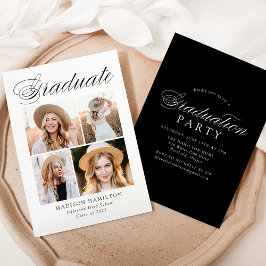 Invitación Caligrafía Elegante 4 Fiesta de Graduación con Fot