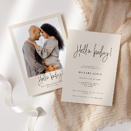 Invitación Caligrafía elegante | Baby Shower Hello baby Pink