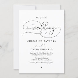 Invitación Caligrafía elegante, Boda casual