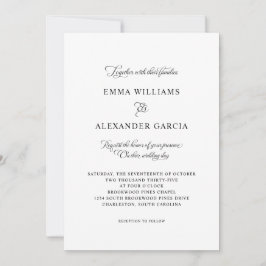 Invitación Caligrafía elegante Boda Formal Negro & Blanco