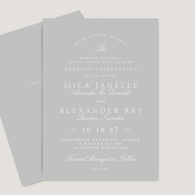 Invitación Caligrafía elegante | Boda gris claro (Subido por el creador)