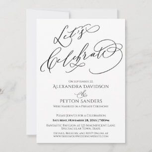 Invitación Caligrafía Elegante Celebremos el Negro y Blanco