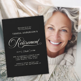 Invitación Caligrafía elegante con Fiesta de retiro fotográfi