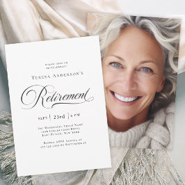 Invitación Caligrafía elegante con Fiesta de retiro fotográfi