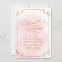 Caligrafía elegante dorada de Rubor Bridal Shower