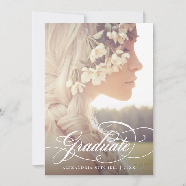 Invitación Caligrafía elegante | Dos fiestas de graduación fo (Anverso)