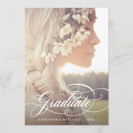 Invitación Caligrafía elegante | Dos fiestas de graduación fo