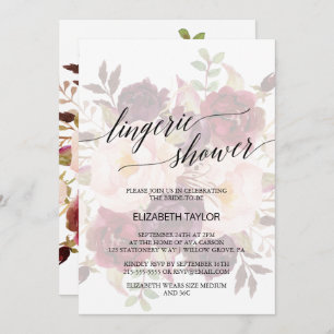 Invitación Caligrafía elegante   Ducha Floral De Lingerie Fad