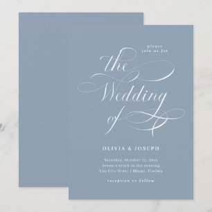 Invitación Caligrafía elegante   Dusty Blue Boda