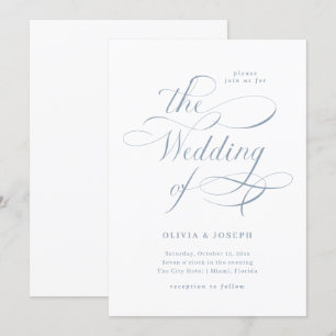 Invitación Caligrafía elegante   Dusty Blue Boda