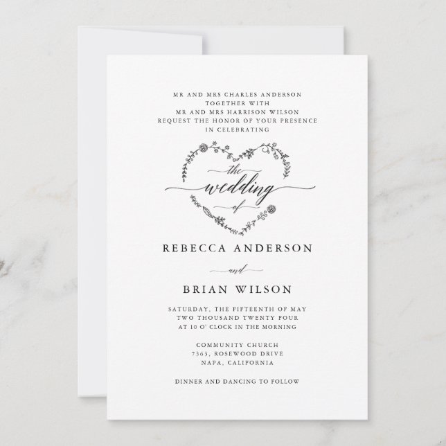 Invitación Caligrafía elegante El Boda del Boda de fotografía (Reverso)