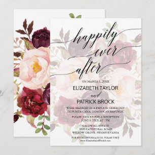 Invitación Caligrafía elegante   Faded Floral Elopement