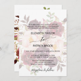 Invitación Caligrafía elegante | Faded Floral Formal Boda