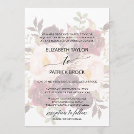 Invitación Caligrafía elegante | Faded Floral Formal Boda