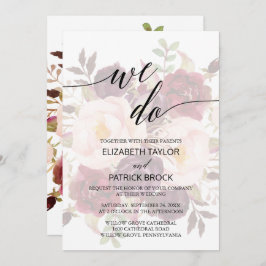 Invitación Caligrafía elegante | Faded Floral We Do Boda
