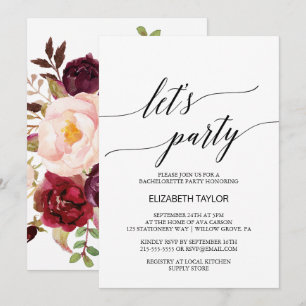 Invitación Caligrafía elegante   Floral de fondo ¡Vámonos a l