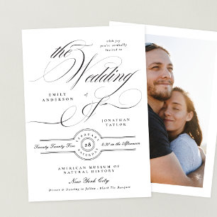 Invitación Caligrafía elegante formal Boda de fotografías de 