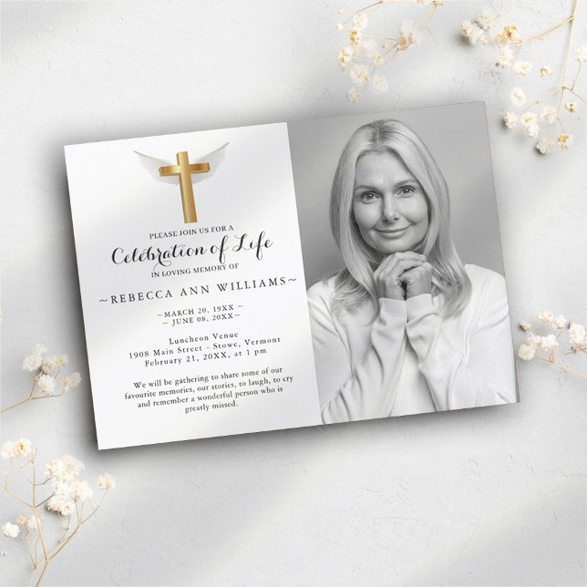 Invitación Caligrafía Elegante Foto Celebración de la vida (Subido por el creador)