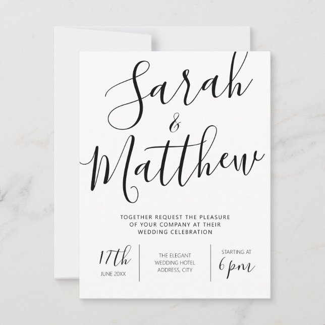 Invitación Caligrafía elegante Minimalista moderna (Anverso)
