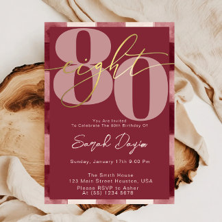 Invitación Caligrafía elegante moderna OCHENTA 80 cumpleaños
