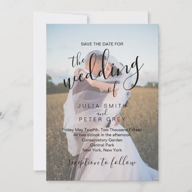 Invitación Caligrafía elegante | Personalizado Boda fotográfi (Anverso)